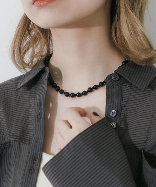 SMELLY（スメリー）の「ステンレスブラックウッドビーズネックレス（ネックレス・レディース・ブラック・-）」の2枚目の写真