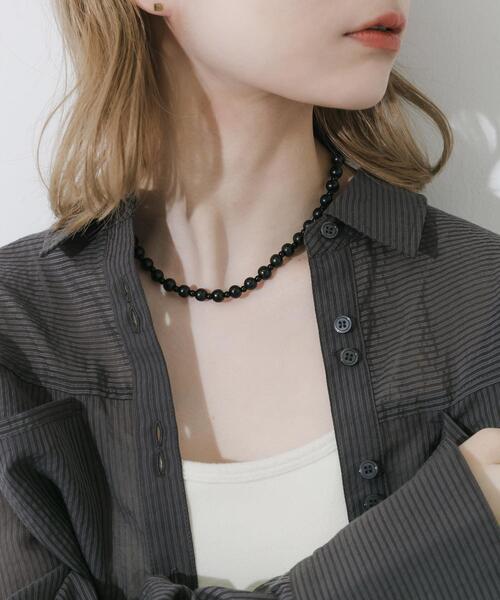 SMELLY（スメリー）の「ステンレスブラックウッドビーズネックレス（ネックレス・レディース・ブラック・-）」の4枚目の写真