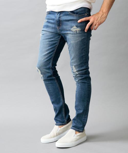 BEAUTY&YOUTH UNITED ARROWS（ビューティーアンドユースユナイテッドアローズ）の「【WEB限定】bｙ ∴ クラッシュデニム スキニー パンツ ◆（デニムパンツ・メンズ・ブラック/ネイビー/コバルトブルー・MEDIUM/LARGE/SMALL）」の7枚目の写真