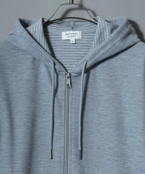 ANPAS(アンパス)の「Full-Zip 3/4-Sleeve Hoodie with Inner Stripe Lining/裏ボーダー七分袖ドライフルジップパーカー 吸汗速乾 メンズ レディース ユニセックス 7分袖(パーカー・メンズ・ベージュ/ネイビー/ブラック/グレー・M/L/XL)」の18枚目の写真