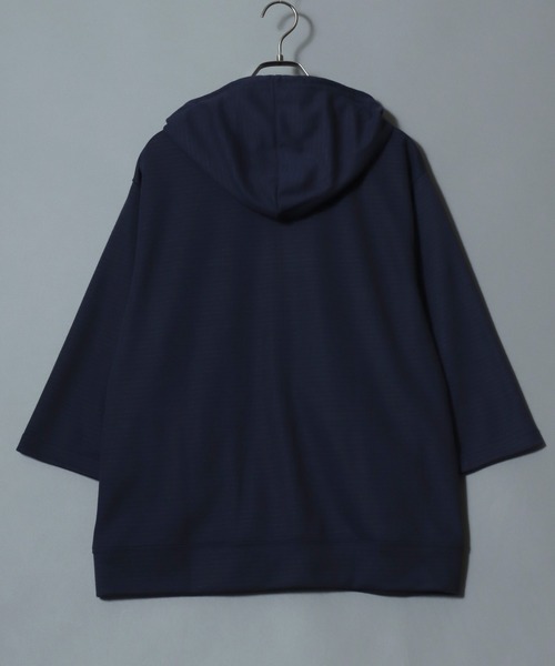 ANPAS(アンパス)の「Full-Zip 3/4-Sleeve Hoodie with Inner Stripe Lining/裏ボーダー七分袖ドライフルジップパーカー 吸汗速乾 メンズ レディース ユニセックス 7分袖(パーカー・メンズ・ベージュ/ネイビー/ブラック/グレー・M/L/XL)」の15枚目の写真