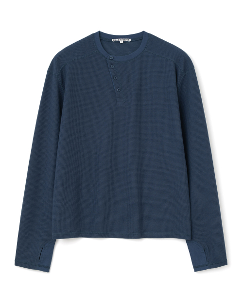 ディープワッフルヘンリーネック [スモークブルー]（Tシャツ