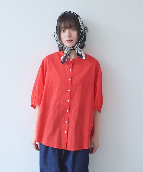 bulle de savon(ビュルデサボン)の「80アキハボイル バンドカラーブラウス(シャツ/ブラウス・レディース・ホワイト/レッド/チャコールグレー/サックスブルー・FREE)」の16枚目の写真