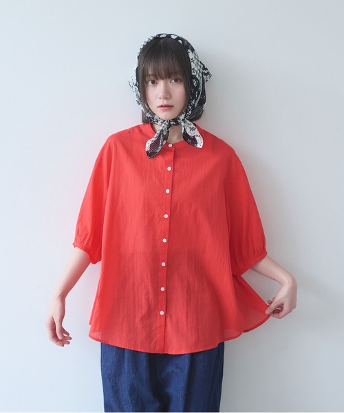bulle de savon(ビュルデサボン)の「80アキハボイル バンドカラーブラウス(シャツ/ブラウス・レディース・ホワイト/レッド/チャコールグレー/サックスブルー・FREE)」の17枚目の写真