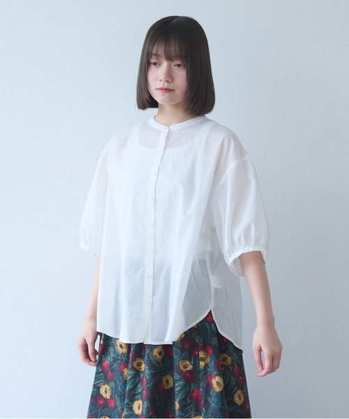 bulle de savon(ビュルデサボン)の「80アキハボイル バンドカラーブラウス(シャツ/ブラウス・レディース・ホワイト/レッド/チャコールグレー/サックスブルー・FREE)」の11枚目の写真