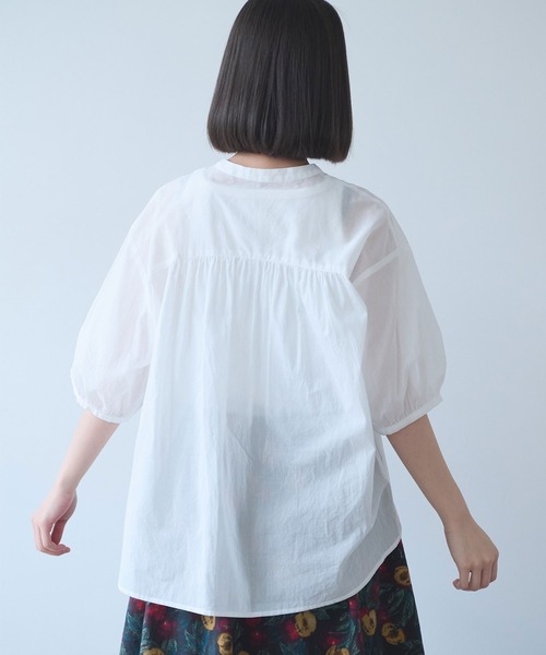 bulle de savon(ビュルデサボン)の「80アキハボイル バンドカラーブラウス(シャツ/ブラウス・レディース・ホワイト/レッド/チャコールグレー/サックスブルー・FREE)」の9枚目の写真