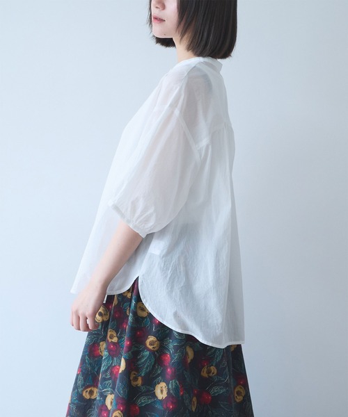 bulle de savon(ビュルデサボン)の「80アキハボイル バンドカラーブラウス(シャツ/ブラウス・レディース・ホワイト/レッド/チャコールグレー/サックスブルー・FREE)」の10枚目の写真