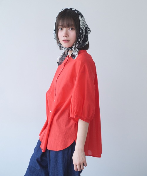 bulle de savon(ビュルデサボン)の「80アキハボイル バンドカラーブラウス(シャツ/ブラウス・レディース・ホワイト/レッド/チャコールグレー/サックスブルー・FREE)」の22枚目の写真