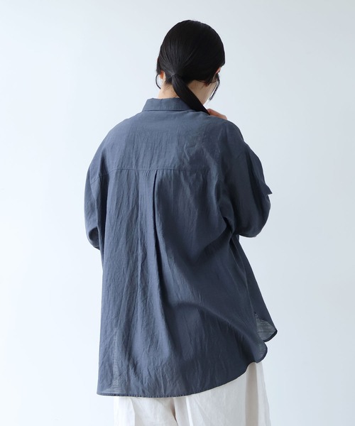 yuni(ユニ )の「Ra/R/Ny oversized plain half sleeves shirt(シャツ/ブラウス・レディース・ライラック/チャコールグレー・FREE)」の14枚目の写真