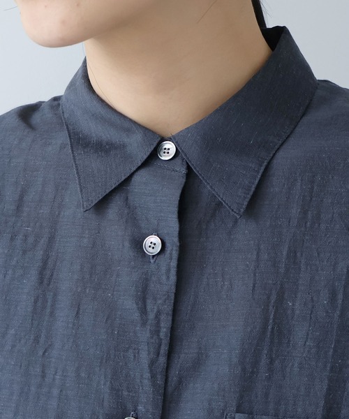 yuni(ユニ )の「Ra/R/Ny oversized plain half sleeves shirt(シャツ/ブラウス・レディース・ライラック/チャコールグレー・FREE)」の18枚目の写真