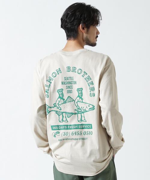 MANASTASH（マナスタッシュ）の「MANASTASH/マナスタッシュ/CiTee L/S SALMON/サーモン（Tシャツ/カットソー・メンズ・ベージュ/オレンジ・M/XL/L）」の5枚目の写真