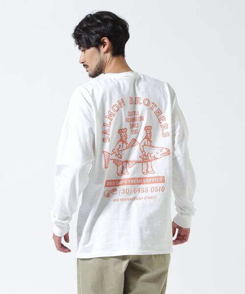 MANASTASH（マナスタッシュ）の「MANASTASH/マナスタッシュ/CiTee L/S SALMON/サーモン（Tシャツ/カットソー・メンズ・ベージュ/オレンジ・M/XL/L）」の9枚目の写真