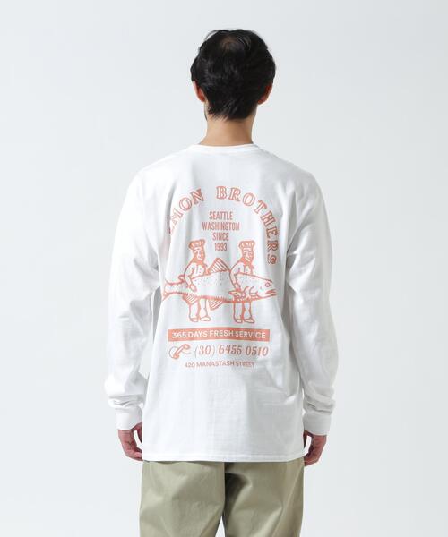 MANASTASH（マナスタッシュ）の「MANASTASH/マナスタッシュ/CiTee L/S SALMON/サーモン（Tシャツ/カットソー・メンズ・ベージュ/オレンジ・M/XL/L）」の14枚目の写真
