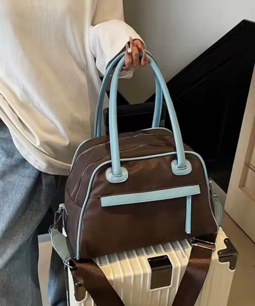 ammy.（エイミードット）の「【 ammy. / エイミードット 】 ナイロン コンビ 2WAY ボストン バッグ（ボストンバッグ・レディース・ブラウン/ブラック・FREE）」の2枚目の写真