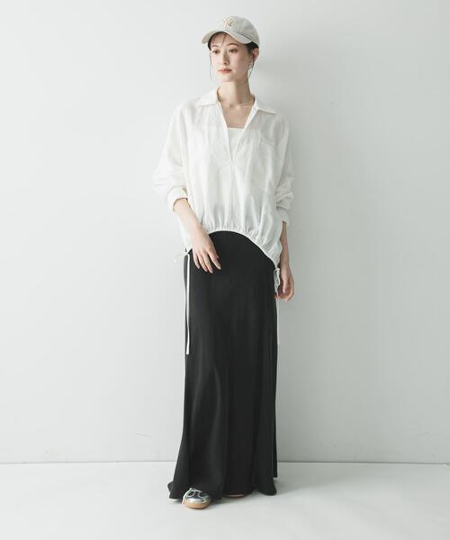URBAN RESEARCH（アーバンリサーチ）の「ラミーレーヨンギャザーヘムシャツ（シャツ/ブラウス・レディース・レッド系その他/ブラウン/オフホワイト・FREE）」の10枚目の写真