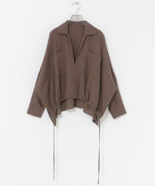 URBAN RESEARCH（アーバンリサーチ）の「ラミーレーヨンギャザーヘムシャツ（シャツ/ブラウス・レディース・レッド系その他/ブラウン/オフホワイト・FREE）」の22枚目の写真