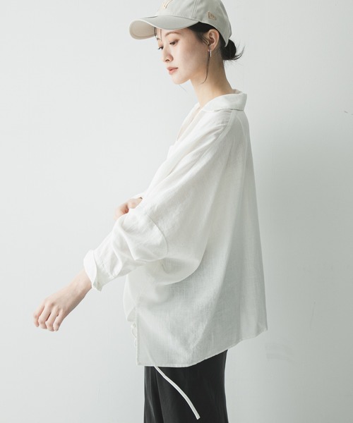 URBAN RESEARCH（アーバンリサーチ）の「ラミーレーヨンギャザーヘムシャツ（シャツ/ブラウス・レディース・レッド系その他/ブラウン/オフホワイト・FREE）」の7枚目の写真