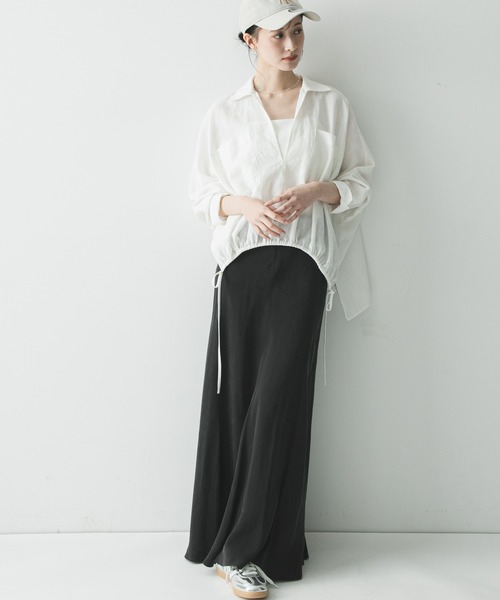 URBAN RESEARCH（アーバンリサーチ）の「ラミーレーヨンギャザーヘムシャツ（シャツ/ブラウス・レディース・レッド系その他/ブラウン/オフホワイト・FREE）」の9枚目の写真