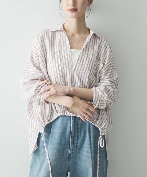 URBAN RESEARCH（アーバンリサーチ）の「ラミーレーヨンギャザーヘムシャツ（シャツ/ブラウス・レディース・レッド系その他/ブラウン/オフホワイト・FREE）」の19枚目の写真