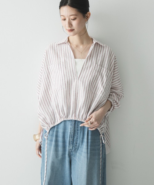 URBAN RESEARCH（アーバンリサーチ）の「ラミーレーヨンギャザーヘムシャツ（シャツ/ブラウス・レディース・レッド系その他/ブラウン/オフホワイト・FREE）」の20枚目の写真