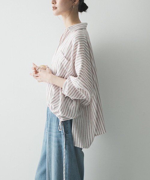 URBAN RESEARCH（アーバンリサーチ）の「ラミーレーヨンギャザーヘムシャツ（シャツ/ブラウス・レディース・レッド系その他/ブラウン/オフホワイト・FREE）」の21枚目の写真