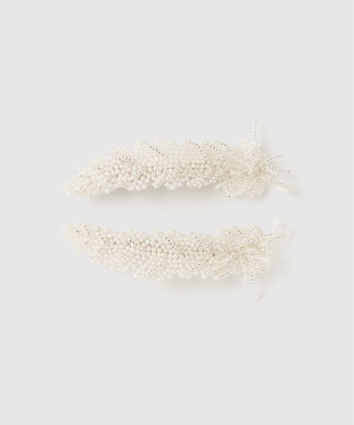 tanakadaisuke(タナカダイスケ)の「【tanakadaisuke/タナカダイスケ】grand feather beads barrette right/グランドフェザービーズバレッタ(右用)(バレッタ/ヘアクリップ・レディース・ホワイト・FREE)」の7枚目の写真