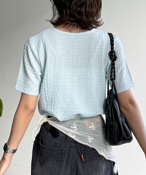 CPCM(シーピーシーエム)の「ポコポコシャーリングT(Tシャツ/カットソー・レディース・グリーン系/アイボリー/サックスブルー・FREE)」の14枚目の写真