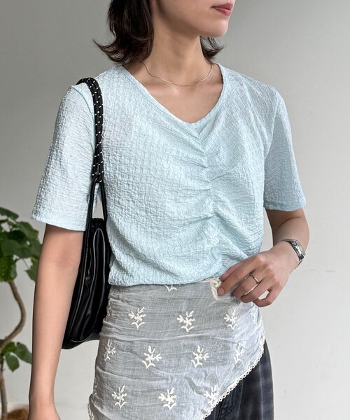 CPCM(シーピーシーエム)の「ポコポコシャーリングT(Tシャツ/カットソー・レディース・グリーン系/アイボリー/サックスブルー・FREE)」の13枚目の写真