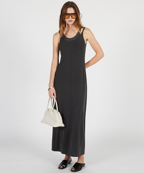 PRANK PROJECT(プランクプロジェクト)の「【2026Summer Pre-Order】ダブルネックカップインキャミワンピ / Double Neck Cup-In Cami Dress(ワンピース・レディース・ブラウン/チャコールグレー/ブラック・36/38)」の1枚目の写真