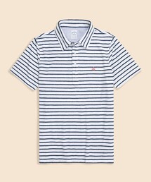 BROOKS BROTHERS | コットン/ポリエステル GFロゴ テリークロス ストライプ ポロシャツ(ポロシャツ)