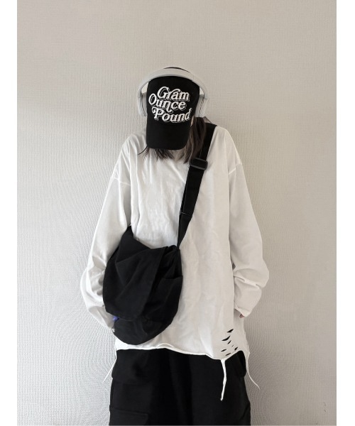 YACA(ヤーカ)の「cotton shoulder bag/コットンショルダーバッグ【unisex item】(ショルダーバッグ・レディース・ブラック/カーキ・FREE)」の4枚目の写真