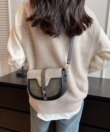 カラーブロックサドルバッグ