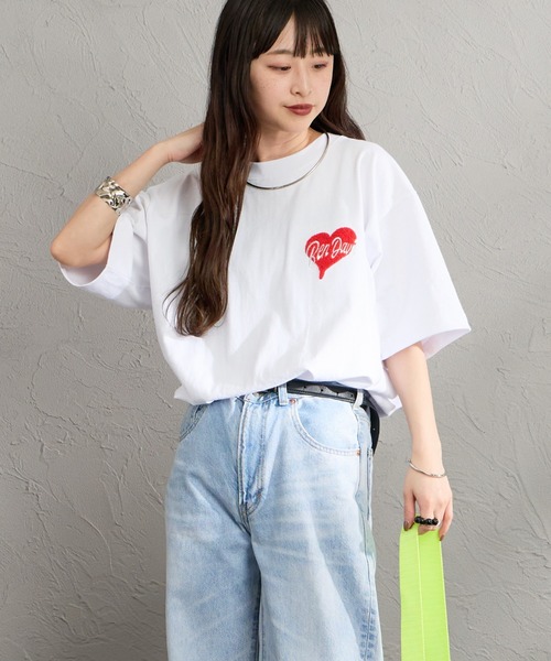 BEN DAVIS（ベンデイビス）の「【WEB限定】[BEN DAVIS/ベンデイビス] HEART CHENILLE バック刺繍デザイン ショートスリーブTシャツ（Tシャツ/カットソー・レディース・ホワイト/ネイビー/ブラック・XL/M/L）」の6枚目の写真