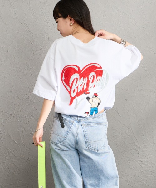 BEN DAVIS（ベンデイビス）の「【WEB限定】[BEN DAVIS/ベンデイビス] HEART CHENILLE バック刺繍デザイン ショートスリーブTシャツ（Tシャツ/カットソー・レディース・ホワイト/ネイビー/ブラック・XL/M/L）」の7枚目の写真
