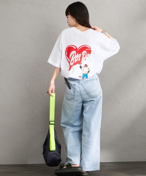 BEN DAVIS（ベンデイビス）の「【WEB限定】[BEN DAVIS/ベンデイビス] HEART CHENILLE バック刺繍デザイン ショートスリーブTシャツ（Tシャツ/カットソー・レディース・ホワイト/ネイビー/ブラック・XL/M/L）」の4枚目の写真