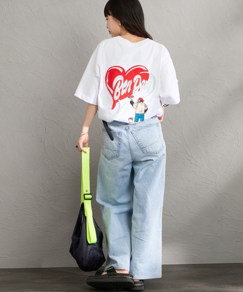 BEN DAVIS（ベンデイビス）の「【WEB限定】[BEN DAVIS/ベンデイビス] HEART CHENILLE バック刺繍デザイン ショートスリーブTシャツ（Tシャツ/カットソー・レディース・ホワイト/ネイビー/ブラック・XL/M/L）」の9枚目の写真