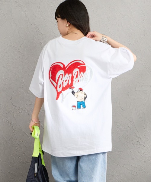 BEN DAVIS（ベンデイビス）の「【WEB限定】[BEN DAVIS/ベンデイビス] HEART CHENILLE バック刺繍デザイン ショートスリーブTシャツ（Tシャツ/カットソー・レディース・ホワイト/ネイビー/ブラック・XL/M/L）」の12枚目の写真