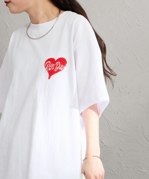 BEN DAVIS（ベンデイビス）の「【WEB限定】[BEN DAVIS/ベンデイビス] HEART CHENILLE バック刺繍デザイン ショートスリーブTシャツ（Tシャツ/カットソー・レディース・ホワイト/ネイビー/ブラック・XL/M/L）」の13枚目の写真