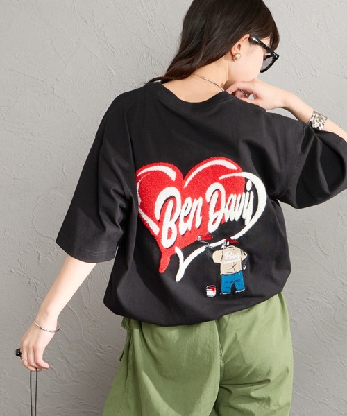 BEN DAVIS（ベンデイビス）の「【WEB限定】[BEN DAVIS/ベンデイビス] HEART CHENILLE バック刺繍デザイン ショートスリーブTシャツ（Tシャツ/カットソー・レディース・ホワイト/ネイビー/ブラック・XL/M/L）」の16枚目の写真