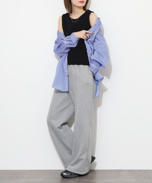 Arinomama(アリノママ)の「Arinomama 飾りタグ サイドスリット タンクトップ 200g 32sフライス編み(タンクトップ・レディース・カーキ/ブラック/ホワイト・FREE)」の14枚目の写真