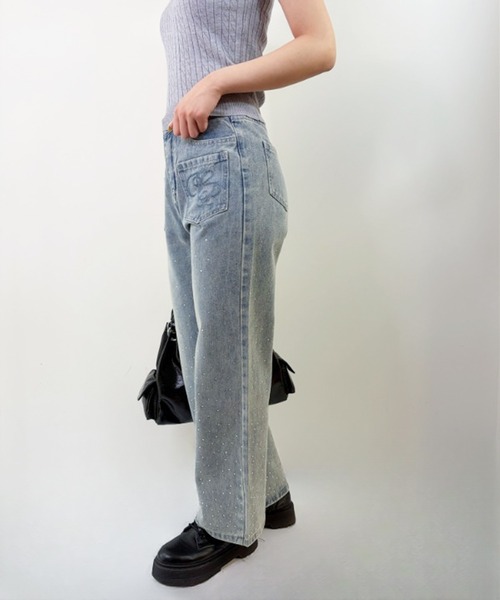 frunco(フランコ)の「【ZOZOTOWN限定】ポケット刺繍ラインストーンデニムパンツ(デニムパンツ・レディース・ブルー・FREE)」の9枚目の写真