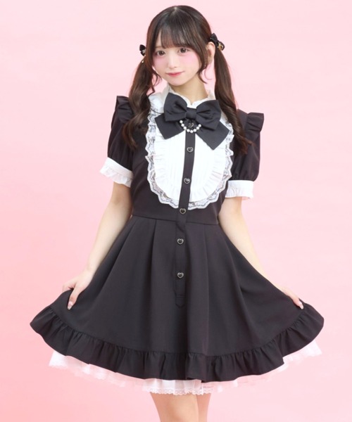 Secret Honey（シークレットハニー）の「半袖バッスルワンピース（ワンピース・レディース・ブラック/ピンク/グレー・MEDIUM）」の2枚目の写真