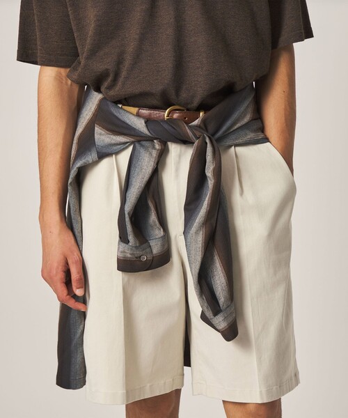 Steven Alan(スティーブンアラン)の「<Steven Alan> グレース ツイル アウト ワンプリーツ ショート パンツ(スラックス・メンズ・グレー/オフホワイト・XL/L/M/S)」の4枚目の写真