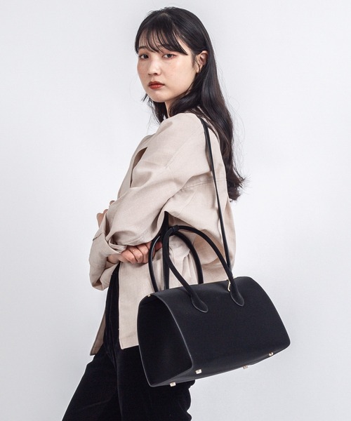 Rivel(リヴェル)の「【Maison de Z】スエード本革 2WAY ボストンバッグ ショルダーバッグ(ボストンバッグ・レディース・ブラック/ダークブラウン・FREE)」の1枚目の写真