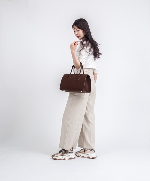 Rivel(リヴェル)の「【Maison de Z】スエード本革 2WAY ボストンバッグ ショルダーバッグ(ボストンバッグ・レディース・ブラック/ダークブラウン・FREE)」の6枚目の写真