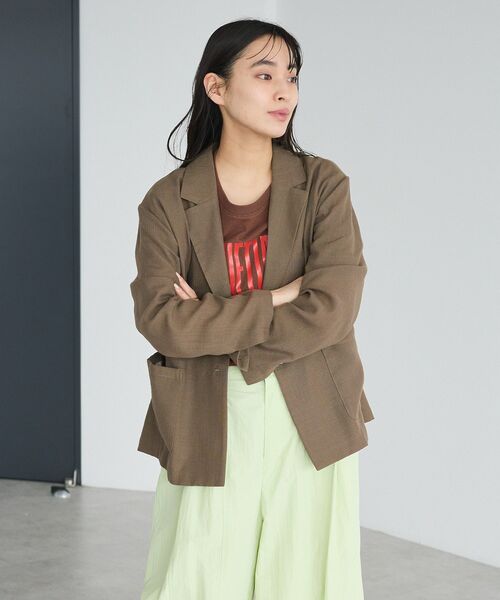 CRAFT STANDARD BOUTIQUE(クラフトスタンダードブティック)の「【ウォッシャブル】リネンライクオーバーサイズジャケット(テーラードジャケット・レディース・ブラック/アイボリー/ブラウン・FREE)」の7枚目の写真
