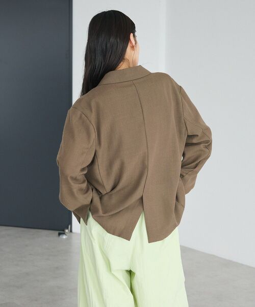 CRAFT STANDARD BOUTIQUE(クラフトスタンダードブティック)の「【ウォッシャブル】リネンライクオーバーサイズジャケット(テーラードジャケット・レディース・ブラック/アイボリー/ブラウン・FREE)」の9枚目の写真