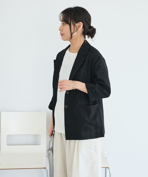 CRAFT STANDARD BOUTIQUE(クラフトスタンダードブティック)の「【ウォッシャブル】リネンライクオーバーサイズジャケット(テーラードジャケット・レディース・ブラック/アイボリー/ブラウン・FREE)」の22枚目の写真
