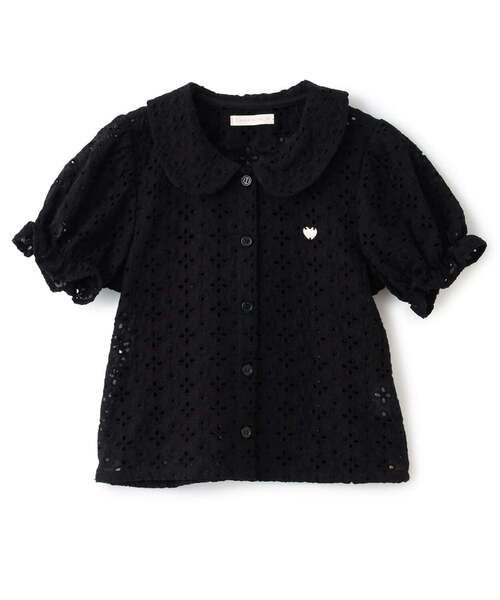 Lycee mine（リセマイン）の「【綿100％】コットンレースパフスリーブブラウス【子供服】【キッズ】【女の子】（シャツ/ブラウス・キッズ・オフホワイト/ブラック・110cm/100cm/130cm/120cm/140cm/150cm）」の3枚目の写真