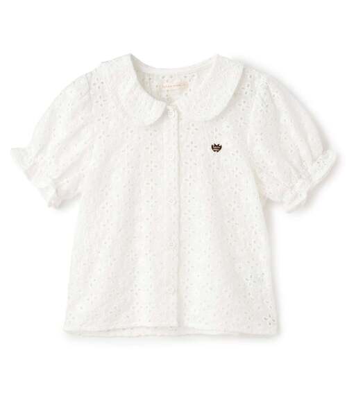 Lycee mine（リセマイン）の「【綿100％】コットンレースパフスリーブブラウス【子供服】【キッズ】【女の子】（シャツ/ブラウス・キッズ・オフホワイト/ブラック・110cm/100cm/130cm/120cm/140cm/150cm）」の4枚目の写真